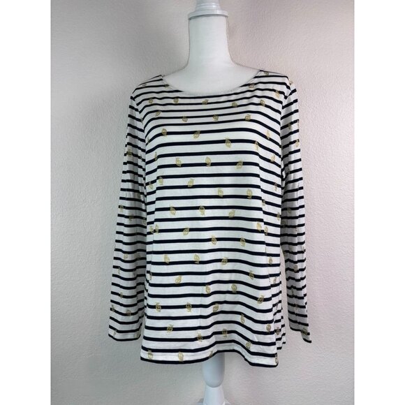 Boden women's 16/18 navy and white striped long sleeve lemon print‎ cotton shirt - Picture 1 of 7